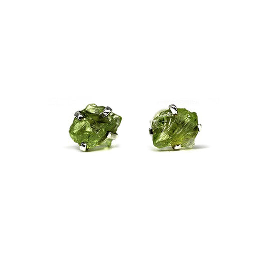 Raw Peridot Birthsonte Studs