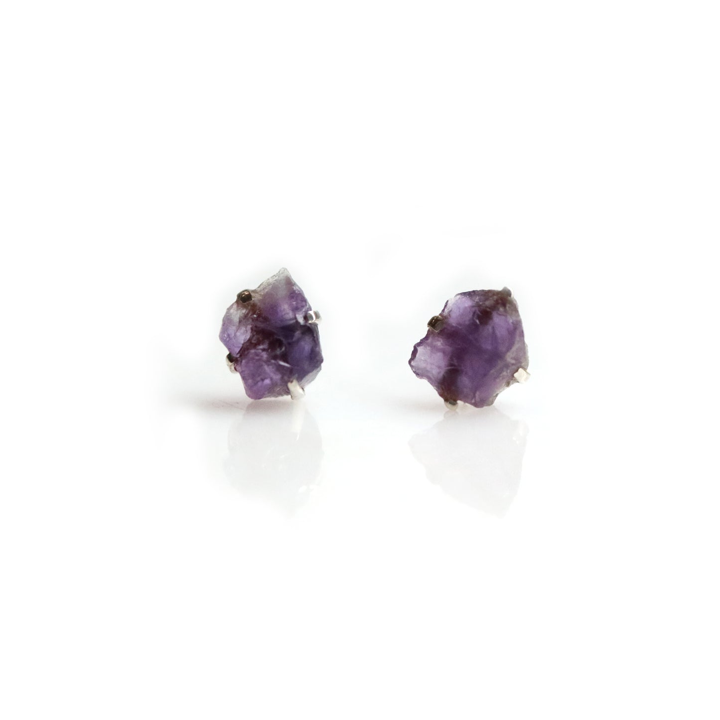 Raw Amethyst Birthstone Studs
