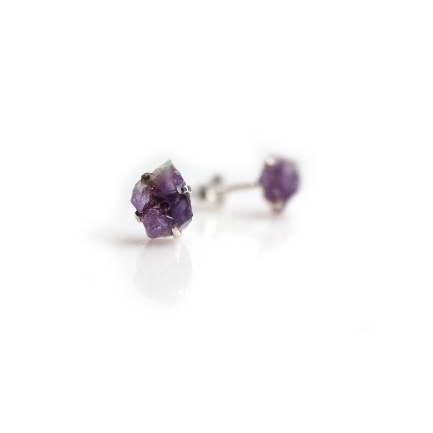 Raw Amethyst Birthstone Studs