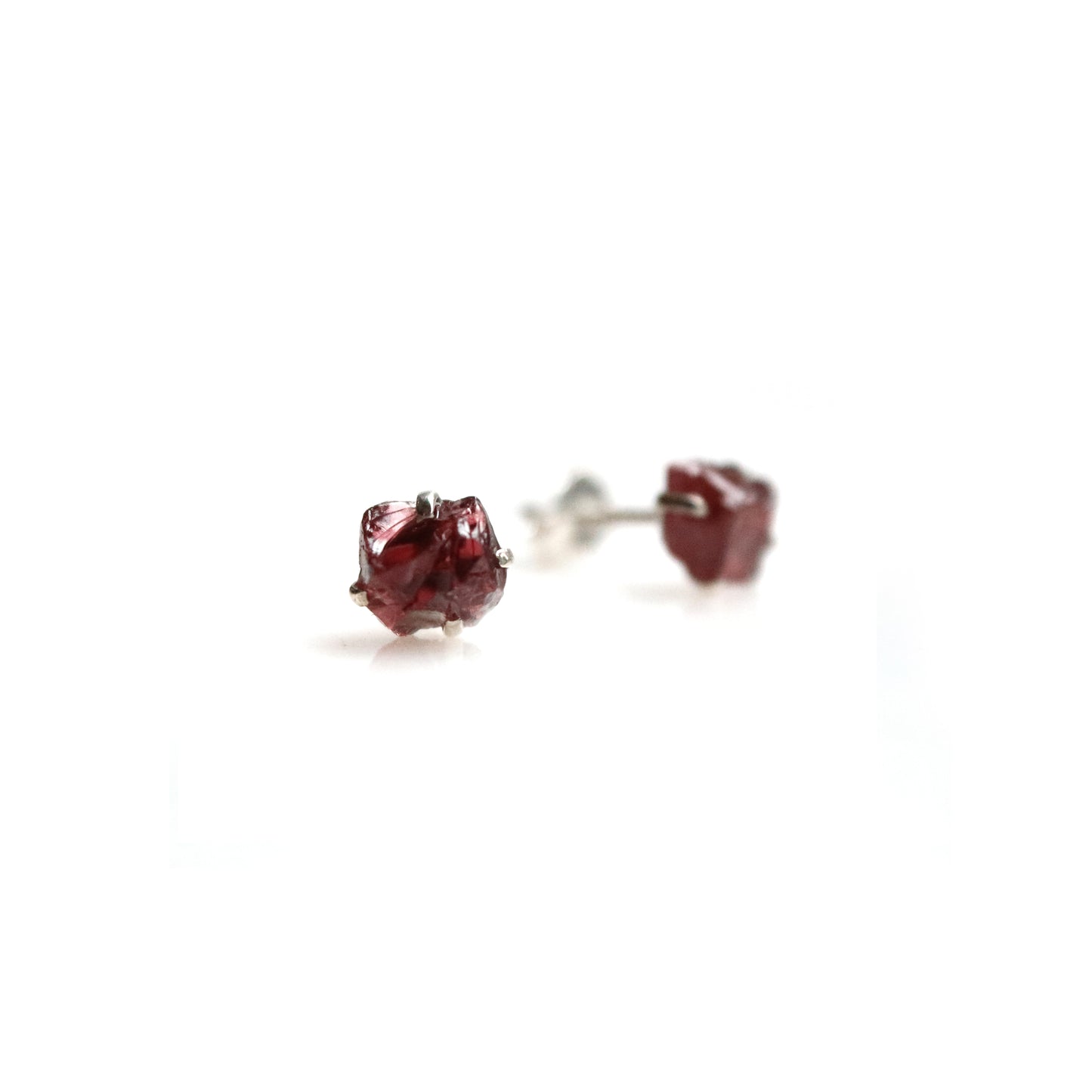 Raw Garnet Birthstone Studs