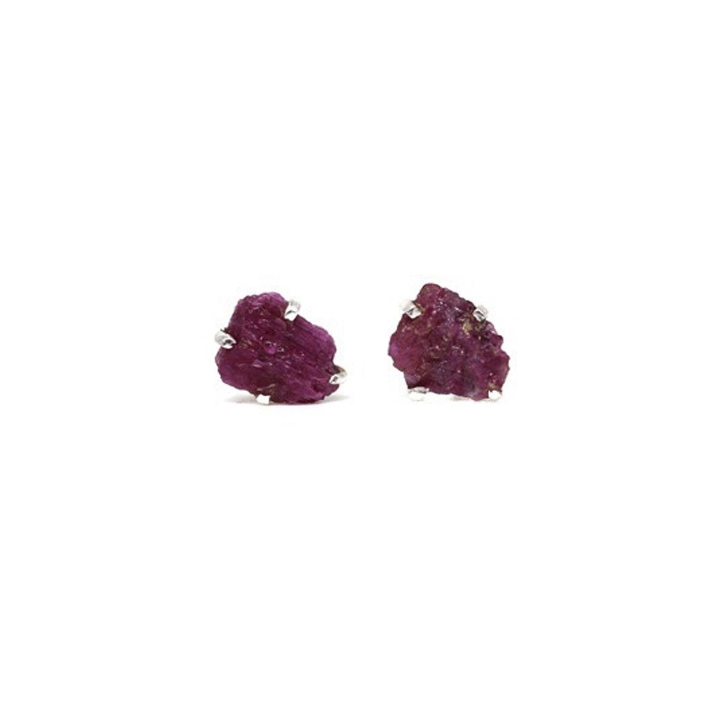 Raw Ruby Birthstone Studs