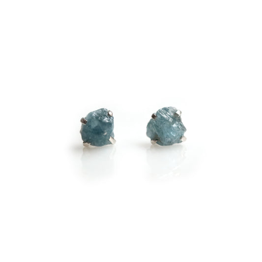 Raw Aquamarine Birthstone Studs