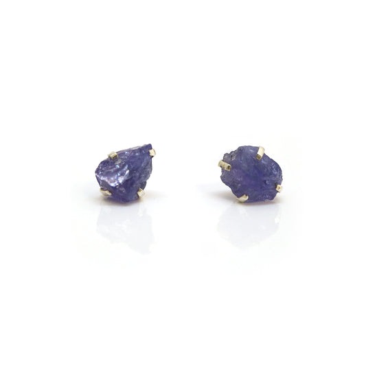 Raw Tanzanite Birthstone Studs