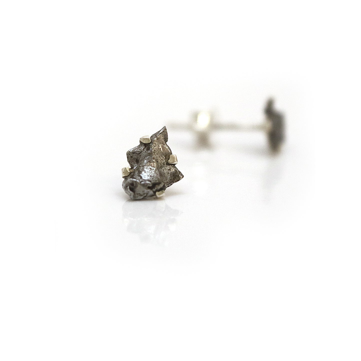 Silver and Meteorite Earring Studs