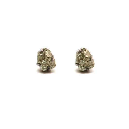 Silver and Pyrite Earring Studs
