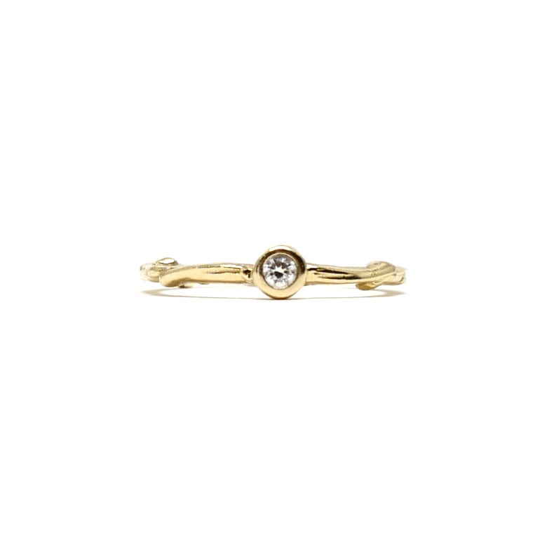 Single Stone Family Tree Twig Ring