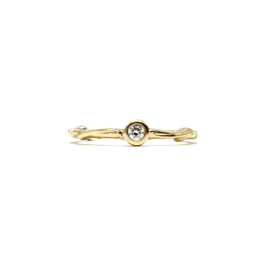 Single Stone Family Tree Twig Ring