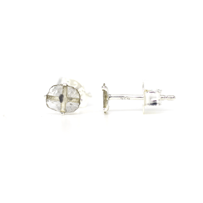 Silver Diamond Slice Earrings