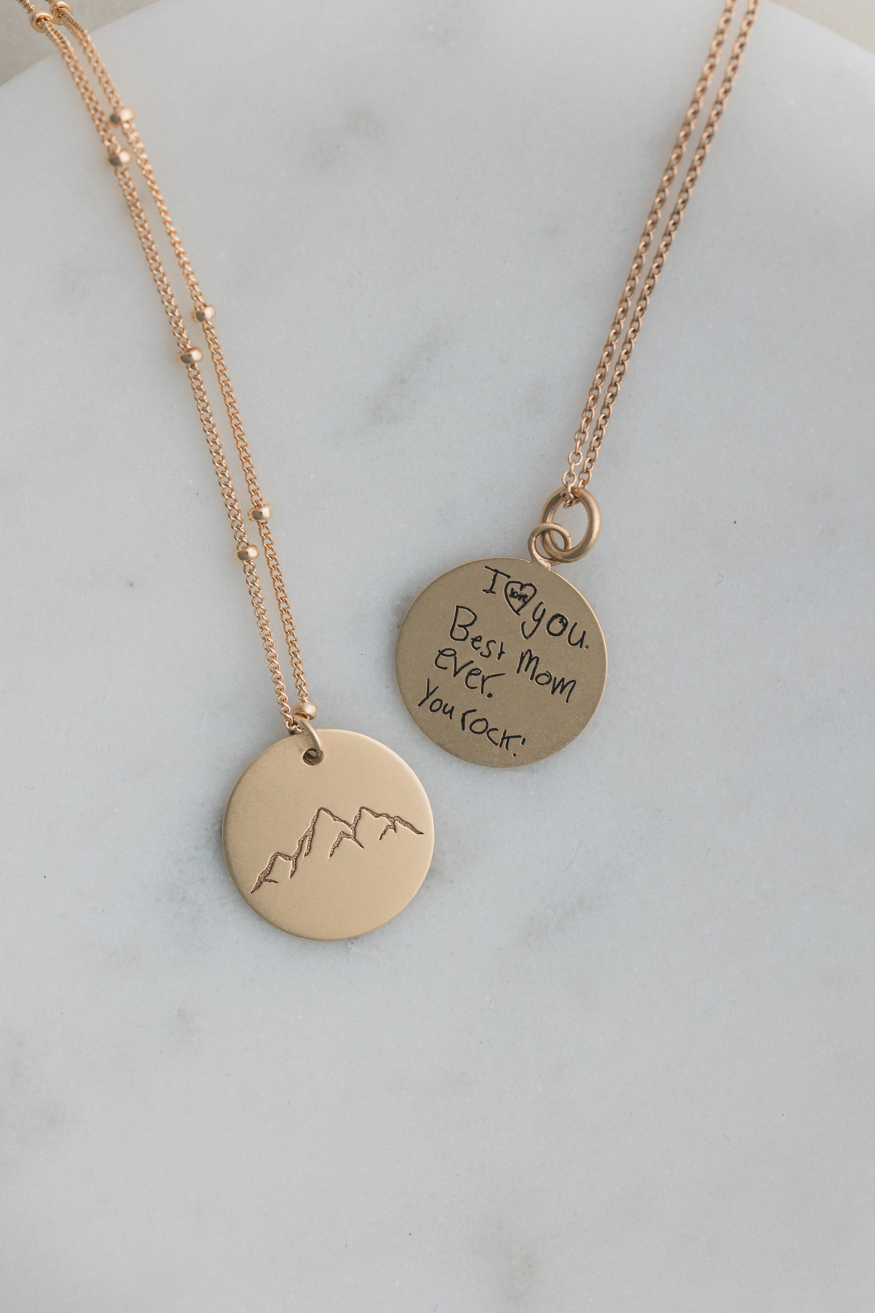 Personalized Necklace with Round Photo Pendant and Engraving Options –  Liliana and Liam