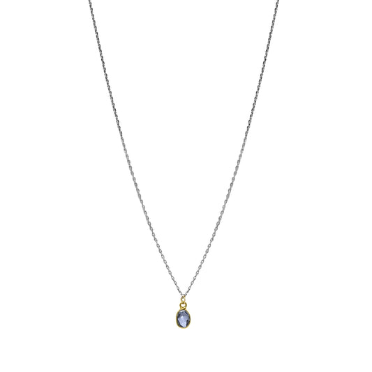 Blue Sapphire Slice Necklace