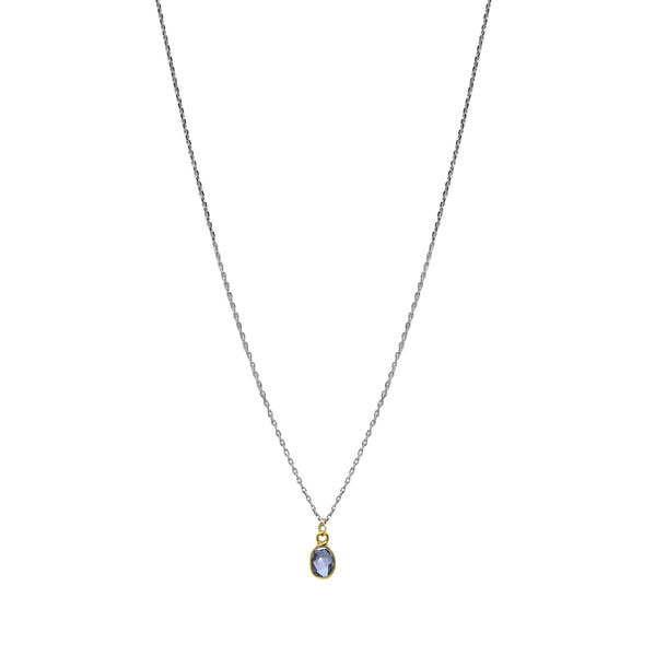 Blue Sapphire Slice Necklace