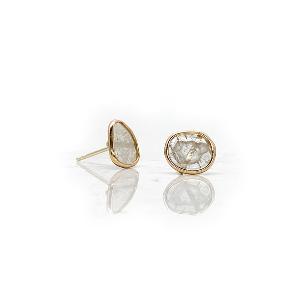 Raw Diamond Slice Earrings