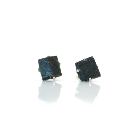 Silver and Meteorite Earring Studs