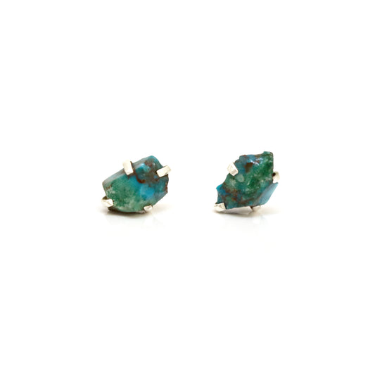 Silver and Raw Turquoise Studs