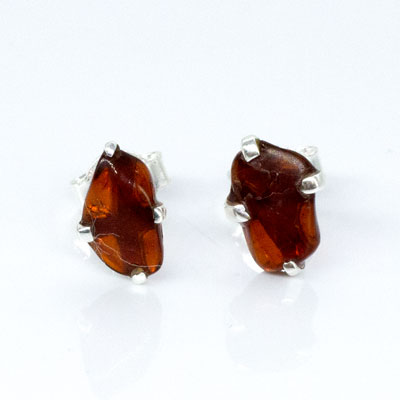 Silver and Meteorite Earring Studs