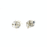 Silver Diamond Slice Earrings