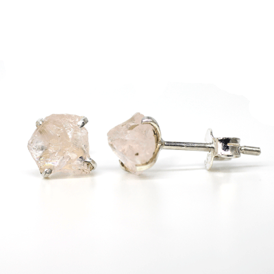 Raw Morganite Gemstone Studs